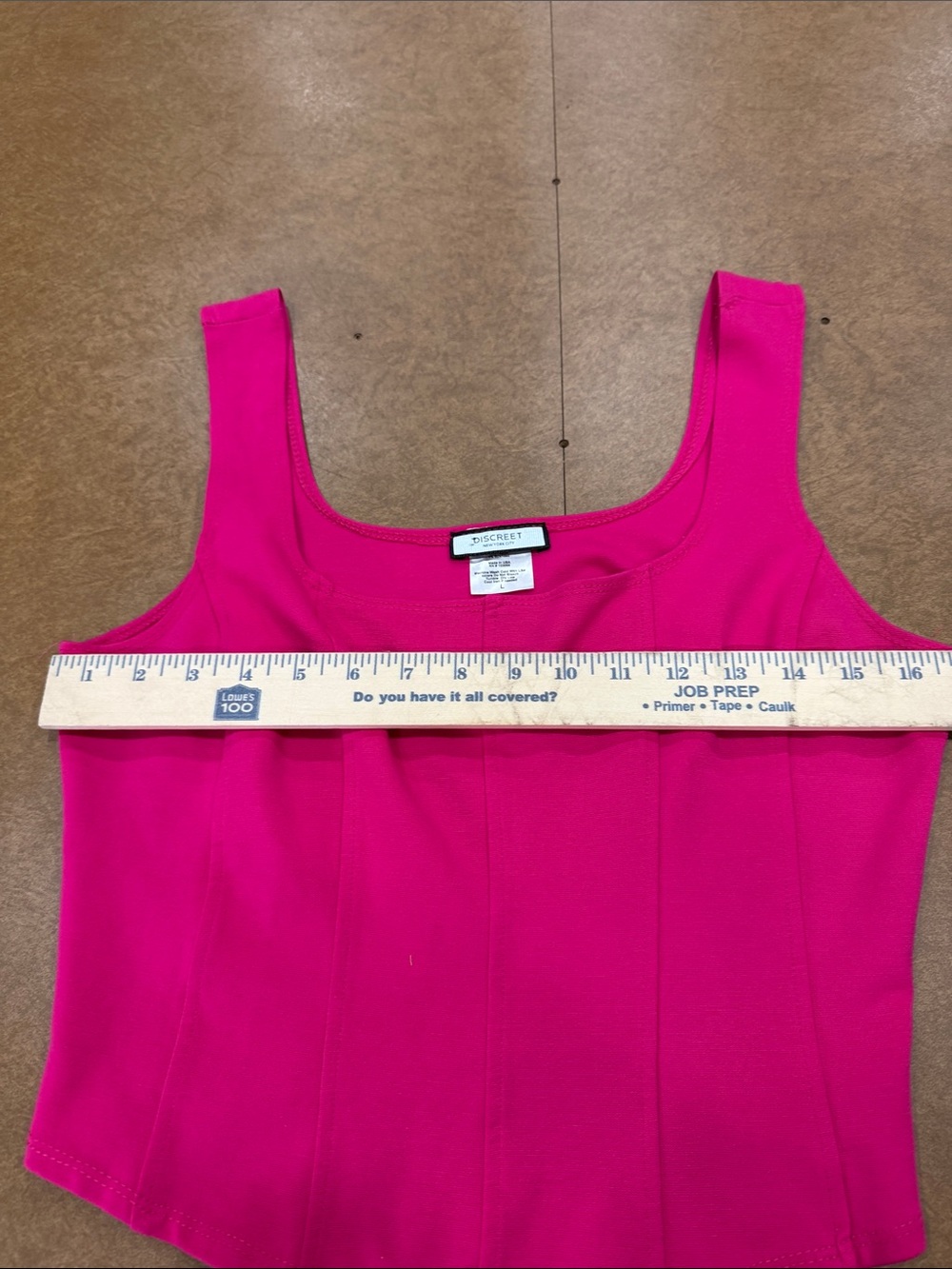 Discreet NYC Hot Pink Square Neck SemiCrop Tank • Size Large - Picture 3 of 5